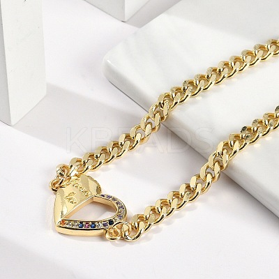 Brass Micro Pave Cubic Zirconia Link Bracelets BJEW-M050-06G-02-1