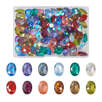 120Pcs 12 Colors Transparent Pointed Back Resin Rhinestone Cabochons KY-CW0001-01-1