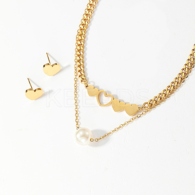 Golden 201 Stainless Steel Jewelry Set QE0758-4-1