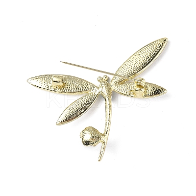 Rhinestonoe Dragonfly with Plastic Imitation Pearl Brooch Pin LS-JEWB-I020-02LG-1