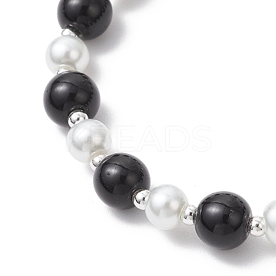 Glass Pearl Round Beaded Bracelets for Women BJEW-JB11958-1