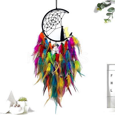 Cat Woven Net/Web with Feather Pendant Decoration PW-WGF66F3-05-1