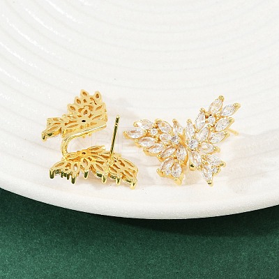 Brass Micro Pave Cubic Zirconia Stud Earrings EJEW-K312-04G-1