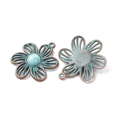 Alloy with Synthetic Turquoise Pendants FIND-B055-01M-1