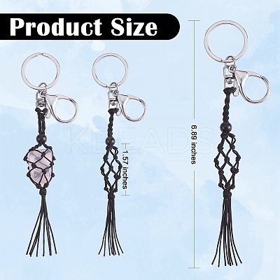 4Pcs  Macrame Fringe Braided Keychain AJEW-SW00014-05-1