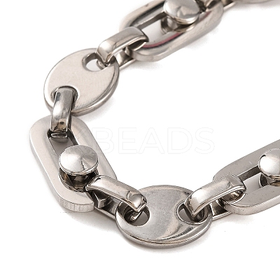 Tarnish Resistant 201 Stainless Steel Oval Link Chain Bracelets BJEW-B078-79P-1