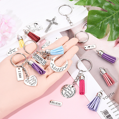 DIY Alloy Pendants Keychain Making Kits DIY-YW0011-42-1