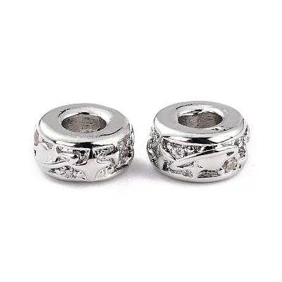 Brass Micro Pave Clear Cubic Zirconia Beads ZIRC-P091-02B-P-RS-1