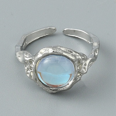 Resin Half Round Open Cuff Ring RJEW-TAC0007-02B-P-1
