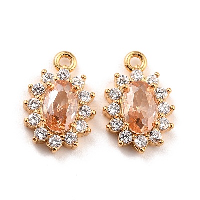 Real 18K Gold Plated Brass Micro Pave Cubic Zirconia Charms ZIRC-Z023-04F-NR-1