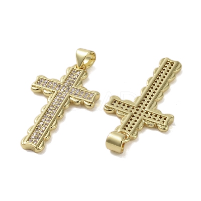 Brass Micro Pave Clear Cubic Zirconia Pendants KK-H466-09G-02-1