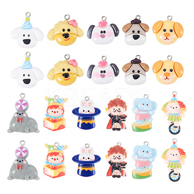 22Pcs 11 Styles Opaque Resin Pendants RESI-TA0004-18-1