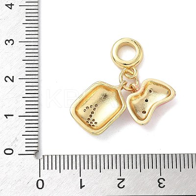 Brass Micro Pave Clear Cubic Zirconia European Dangle Charms KK-K368-35G-1