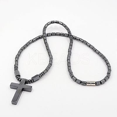 Fashionable Magnetic Synthetic Hematite Necklaces NJEW-K006-21-1