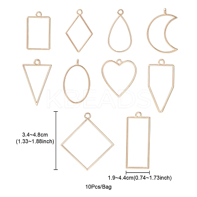 10Pcs Alloy Open Back Bezel Pendants PALLOY-YWC0002-02LG-1