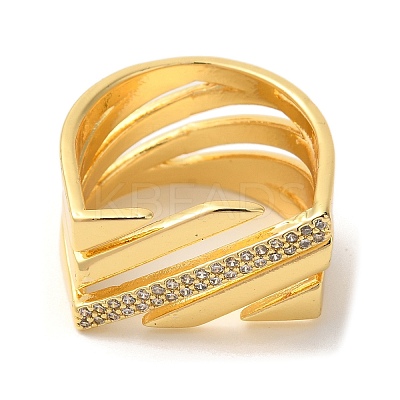 Brass Micro Pave Clear Cubic Zirconia Finger Rings RJEW-U008-30G-1