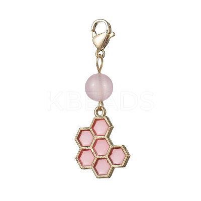 Bee & Honeycomb & Flower Alloy Enamel Pendant Decorations HJEW-JM01600-02-1