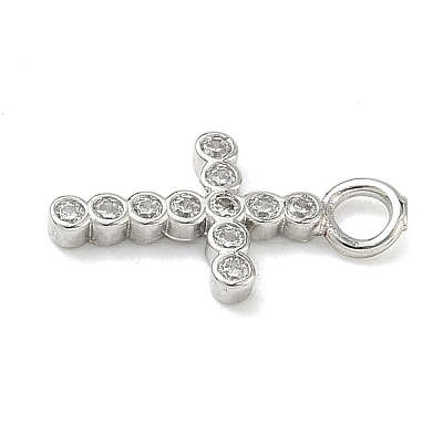 Brass Micro Pave Clear Cubic Zirconia Pendants KK-H528-09B-P-1