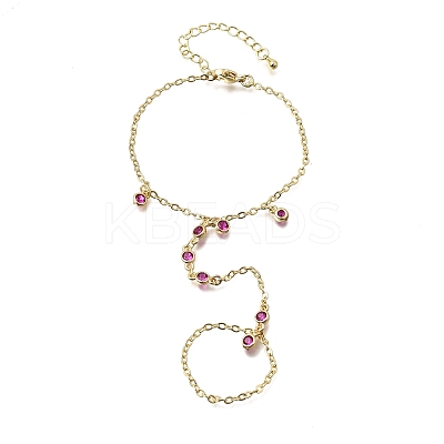 Brass Micro Pave Cubic Zirconia Mittens Bracelets BJEW-C156-01G-02-1