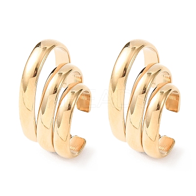 304 Stainless Steel Triple C-Shaped Cuff Earrings EJEW-K268-87G-1