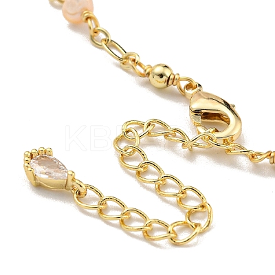 Faceted Rondelle Natural Dyed Red Crystal Link Bracelets BJEW-M315-01G-1