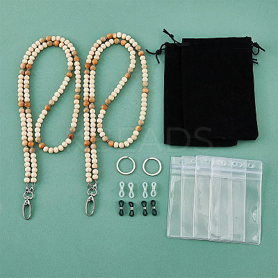 Wooden Beaded Name Card Holder Sets NJEW-AB00033-1