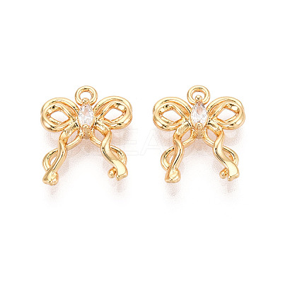 Brass Pave Clear Cubic Zirconia Pendants KK-T074-100A-G-1