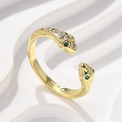 Brass Micro Pave Cubic Zirconia Cuff Rings for Women RJEW-Z084-01G-01-1