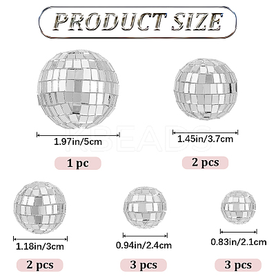 11Pcs 5 Style Plastic & Glass Disco Ball Cake Decorations FEPA-CP0001-01-1