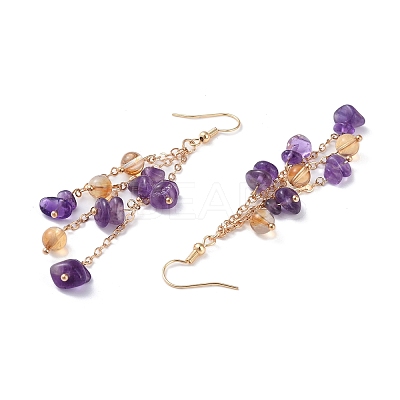 Golden Plated Brass Dangle Earrings EJEW-K275-01G-03-1