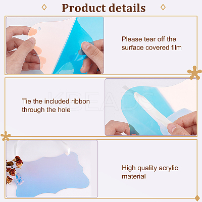 Wavy Rectangle Acrylic Blank Sign Pendant Decorations DIY-GA0006-40-1