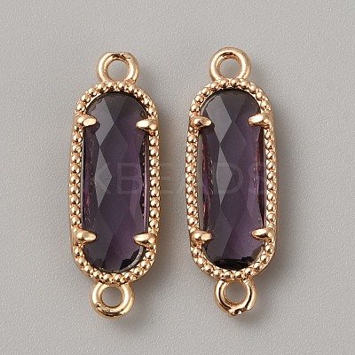 Golden Plated Brass Pave Glass Connector Charms FIND-WH0110-728G-08-1