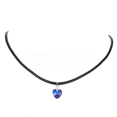 Glass Heart Pendant Necklaces NJEW-JN04476-02-1
