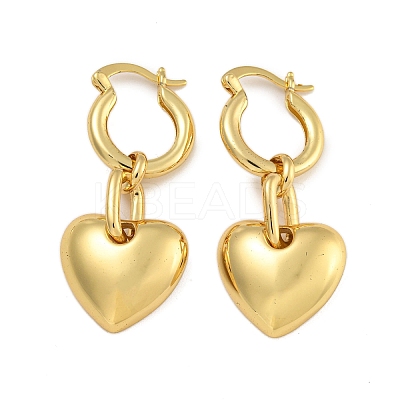 Rack Plating Heart Brass Hoop Earrings EJEW-C116-06G-1