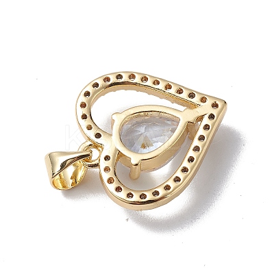 Brass Cubic Zirconia Pendants KK-E003-08G-1