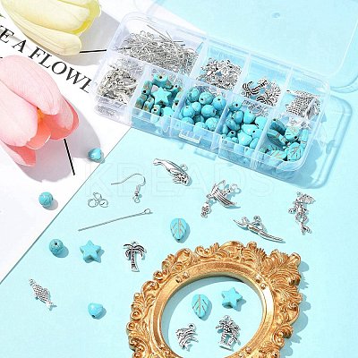 DIY Mixed Shapes Alloy & Synthetic Turquoise Dangle Earring Making Kits DIY-FS0006-33-1