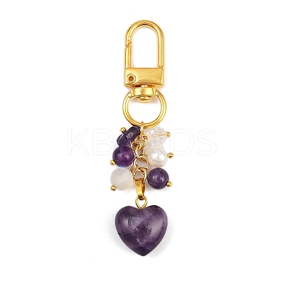 Natural Amethyst Pendant Decorations HJEW-JM04150-03-1