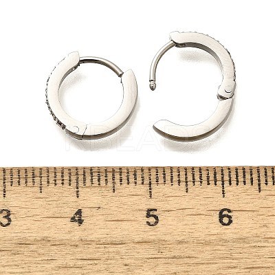 304 Stainless Steel Micro Pave Cubic Zirconia Huggie Hoop Earrings EJEW-C096-01I-P-1