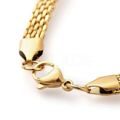 304 Stainless Steel Mesh Chain Bracelets X-BJEW-G618-06G-1