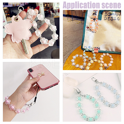 6pcs 6 colors Candy Color Flower Beaded Bracelet Resin Pendant Decorations HJEW-WR0001-05-1