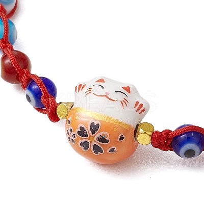 Adjustable Lanmpword Evil Eye Braided Bead Bracelet BJEW-JB11059-03-1