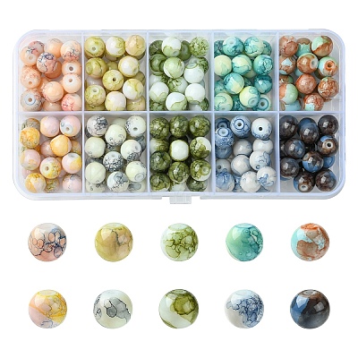 200Pcs 10 Colors Baking Paint Glass Beads GLAA-YW0004-36-1