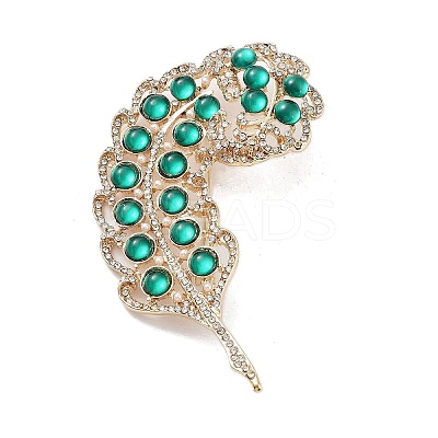 Leaf Alloy Pave Acrylic Rhinestone Brooch JEWB-C029-17C-1