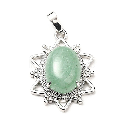 Natural Green Aventurine Pendants G-B033-03P-23-1