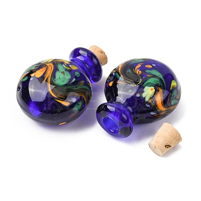 Handmade Lampwork Perfume Bottle Pendants LAMP-H072-01E-1