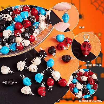 120Pcs 4 Colros Synthetic Turquoise Pendants G-AR0004-90-1