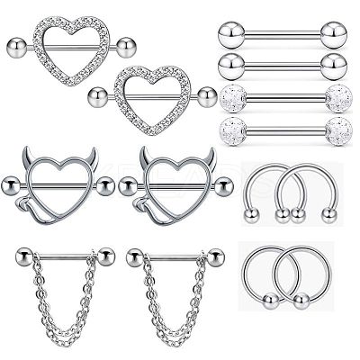 316L Surgical Stainless Steel Nipple Rings Set WGB1007-01-1