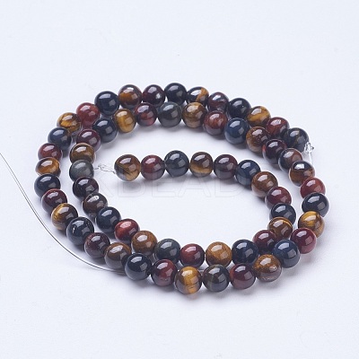 Natural Multi-Color Tiger Eye Beads Strands G-D855-07-6mm-1