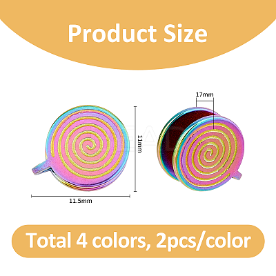 8Pcs 4 Colors 304 Stainless Steel Vortex Cuff Earrings EJEW-HS0001-14-1