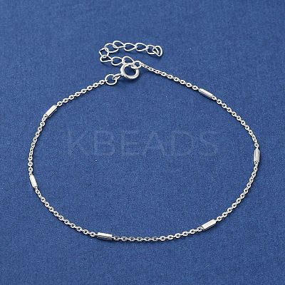 Faceted Column 925 Sterling Silver Cable Chain Bracelets for Women BJEW-E101-01S-08-1